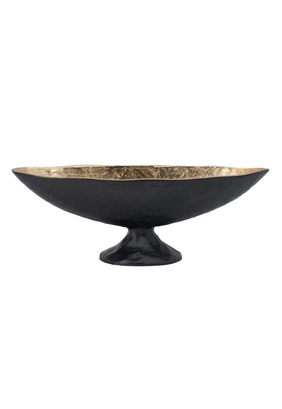 Bowl decorativo de aluminio negro y dorado-0