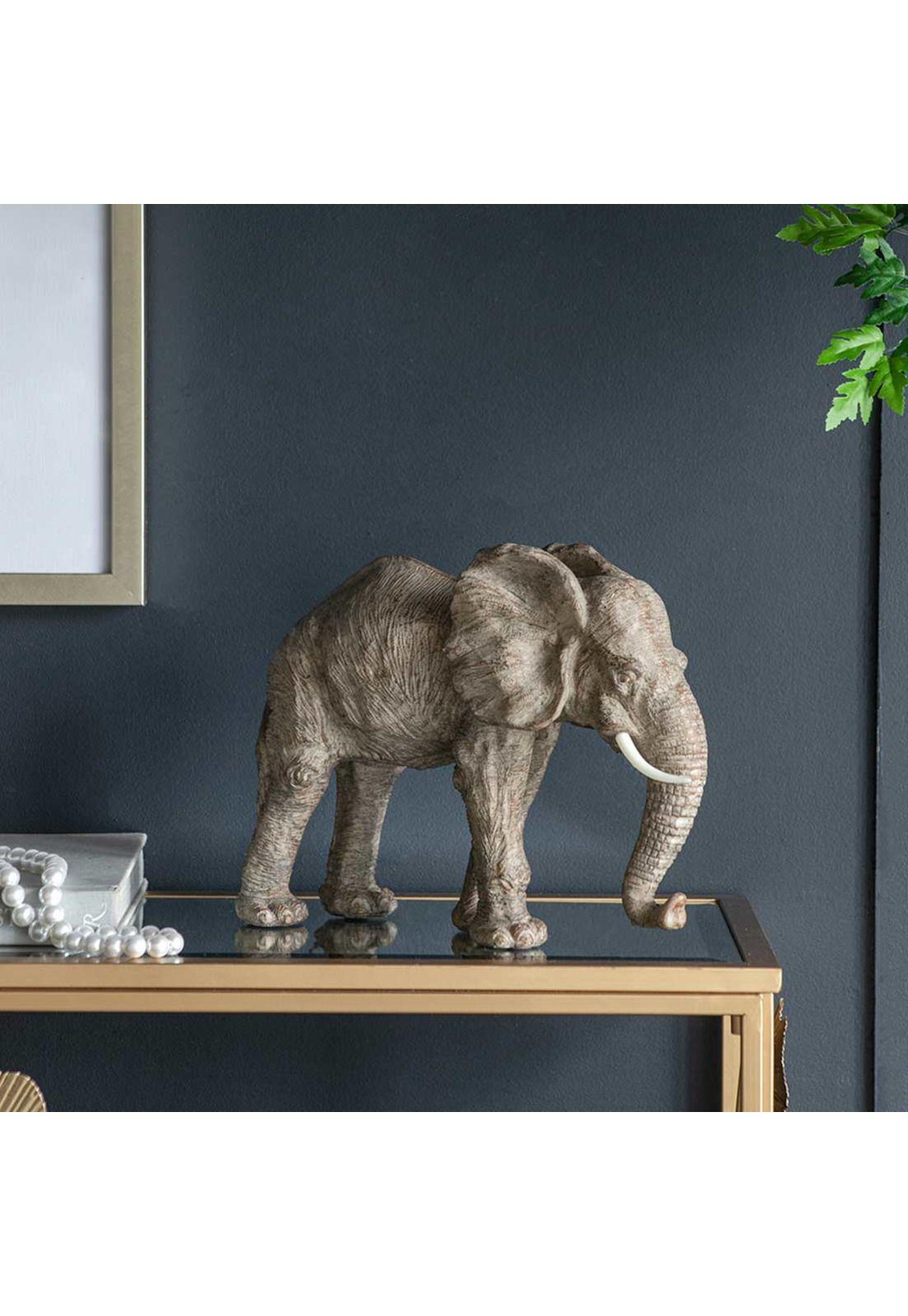 Escultura decorativa elefante café claro-2