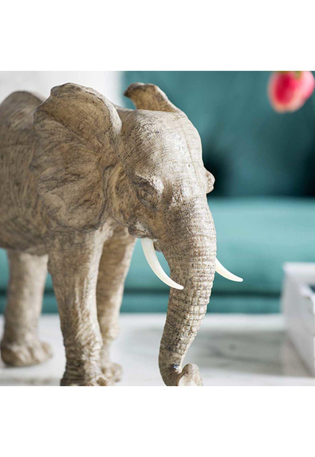 Escultura decorativa elefante café claro-3