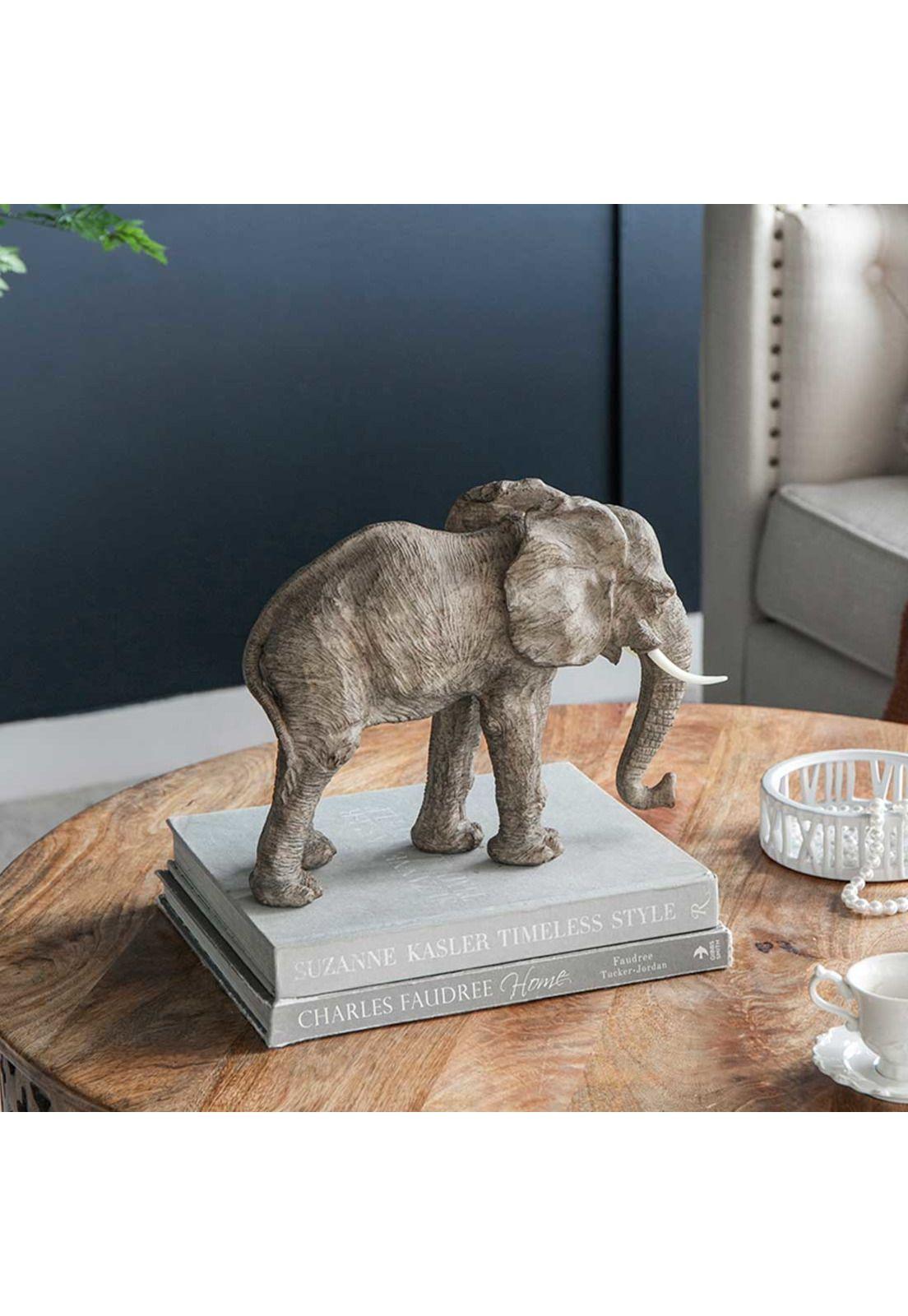 Escultura decorativa elefante café claro-5