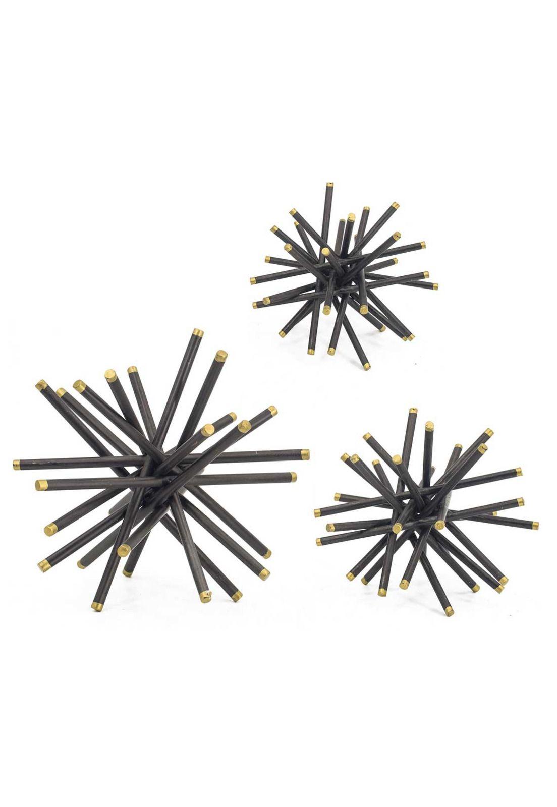 Figuras decorativas de metal negro | Set de 3-0