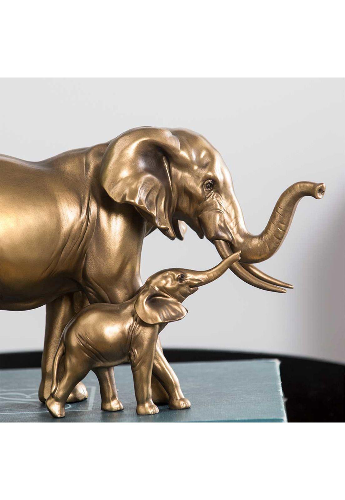 Escultura decorativa elefante mamá y bebé -3