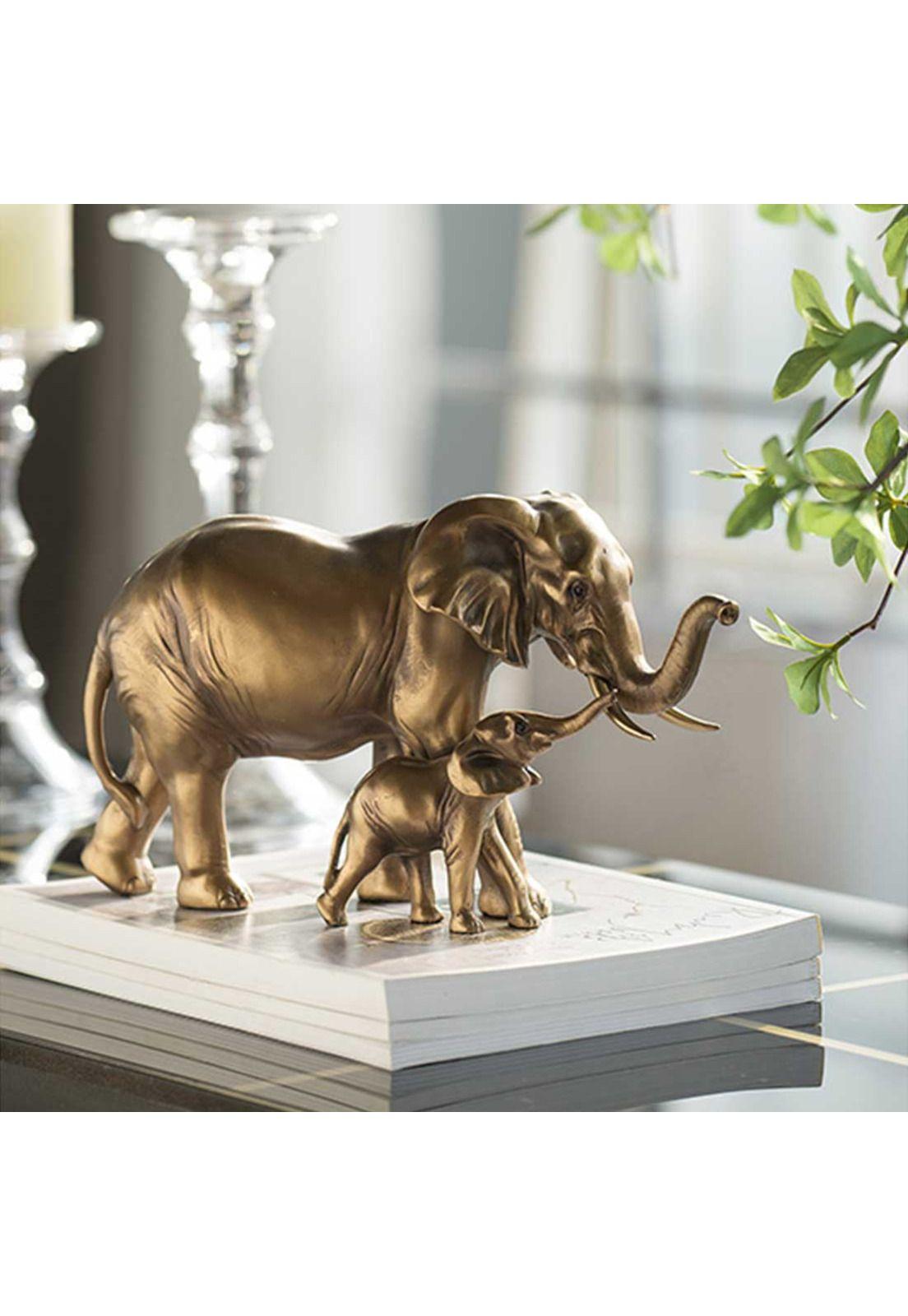 Escultura decorativa elefante mamá y bebé -4