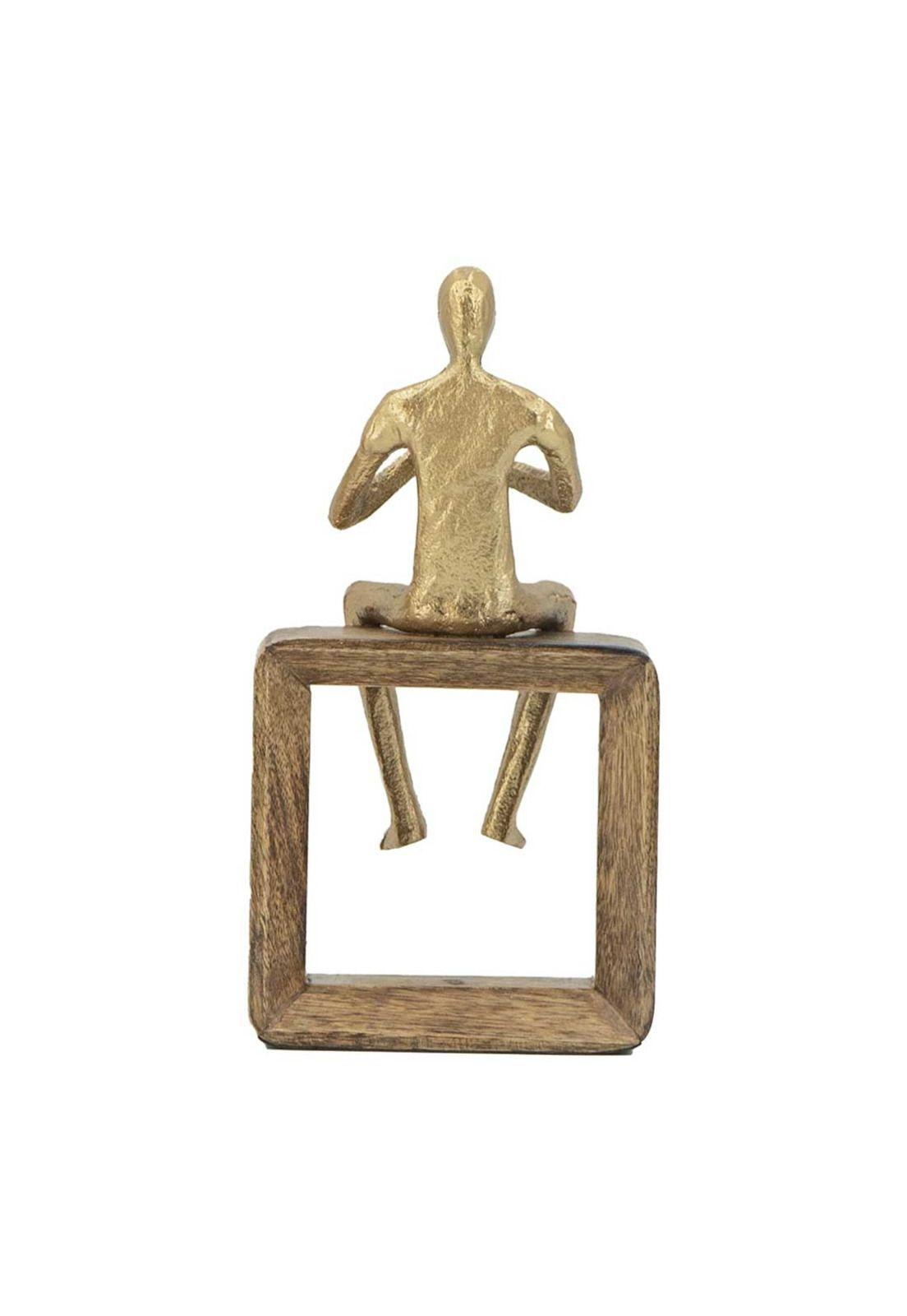 Escultura decorativa Flautista dorado-5