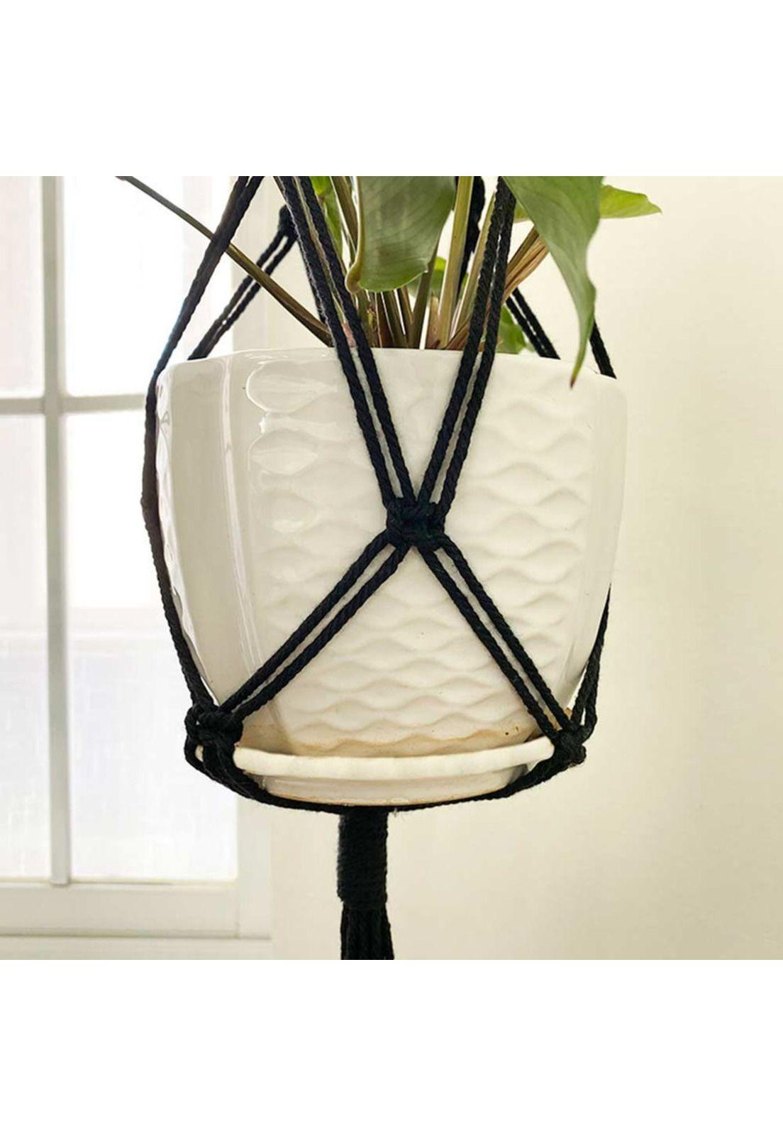 Colgador de Plantas Macramé Simple Negro (B)-3