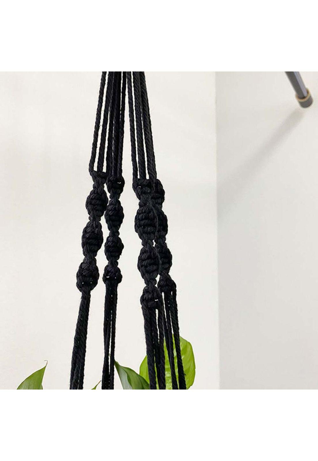 Colgador de Plantas Macramé Simple Negro (B)-4