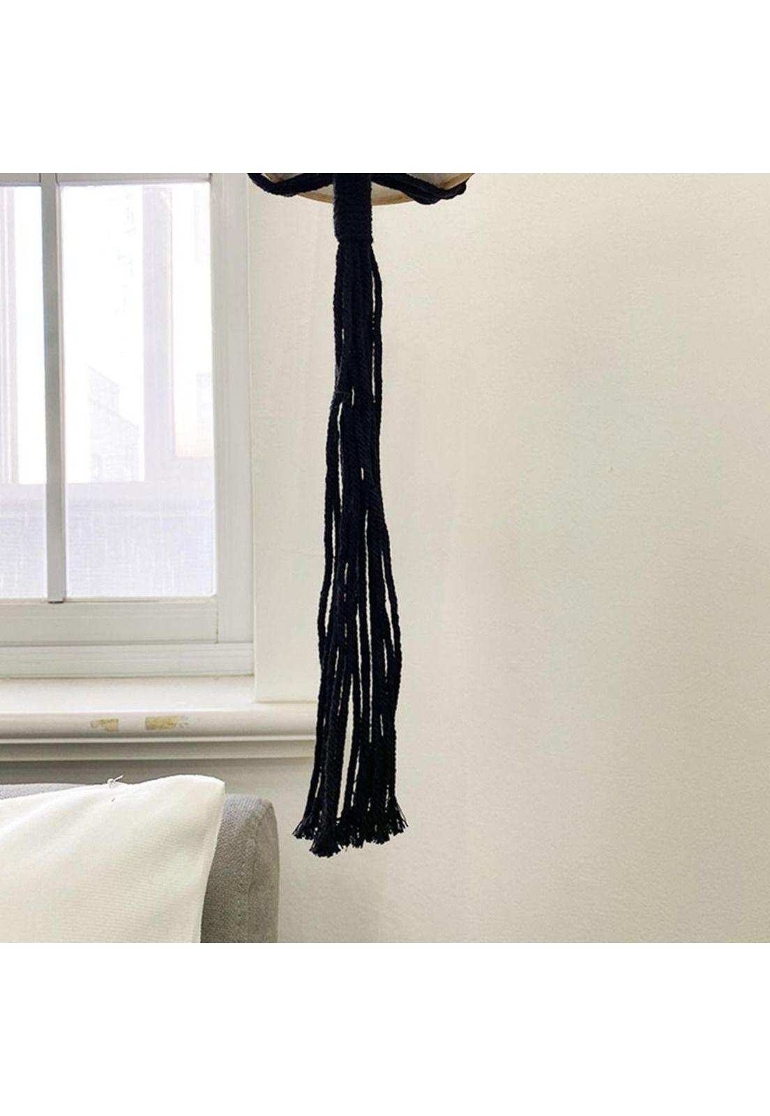 Colgador de Plantas Macramé Simple Negro (B)-5