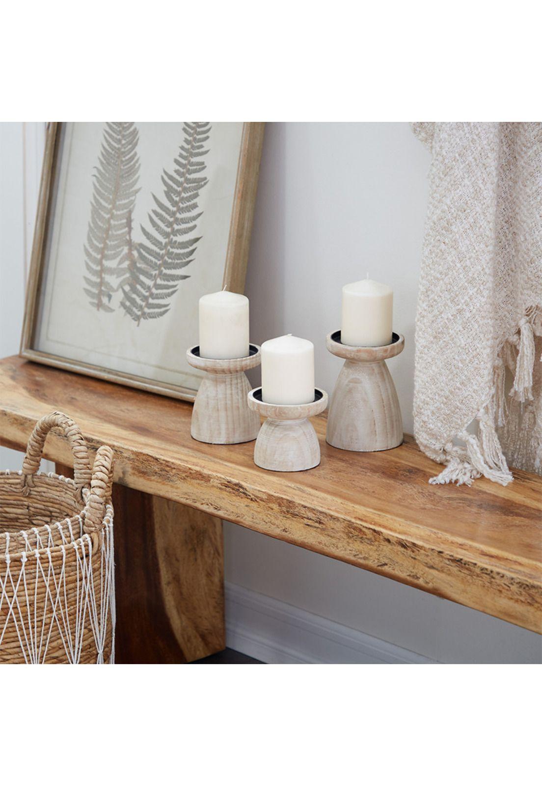 Set Candelabros Natural Wood-1