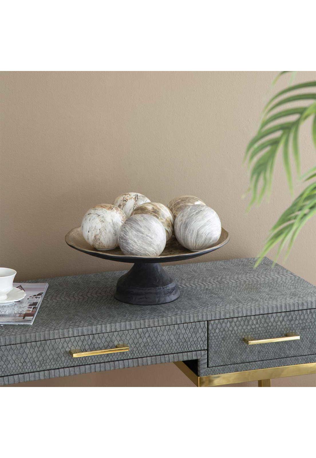 Set de 6 bolas decorativas de cerámica café claro-2