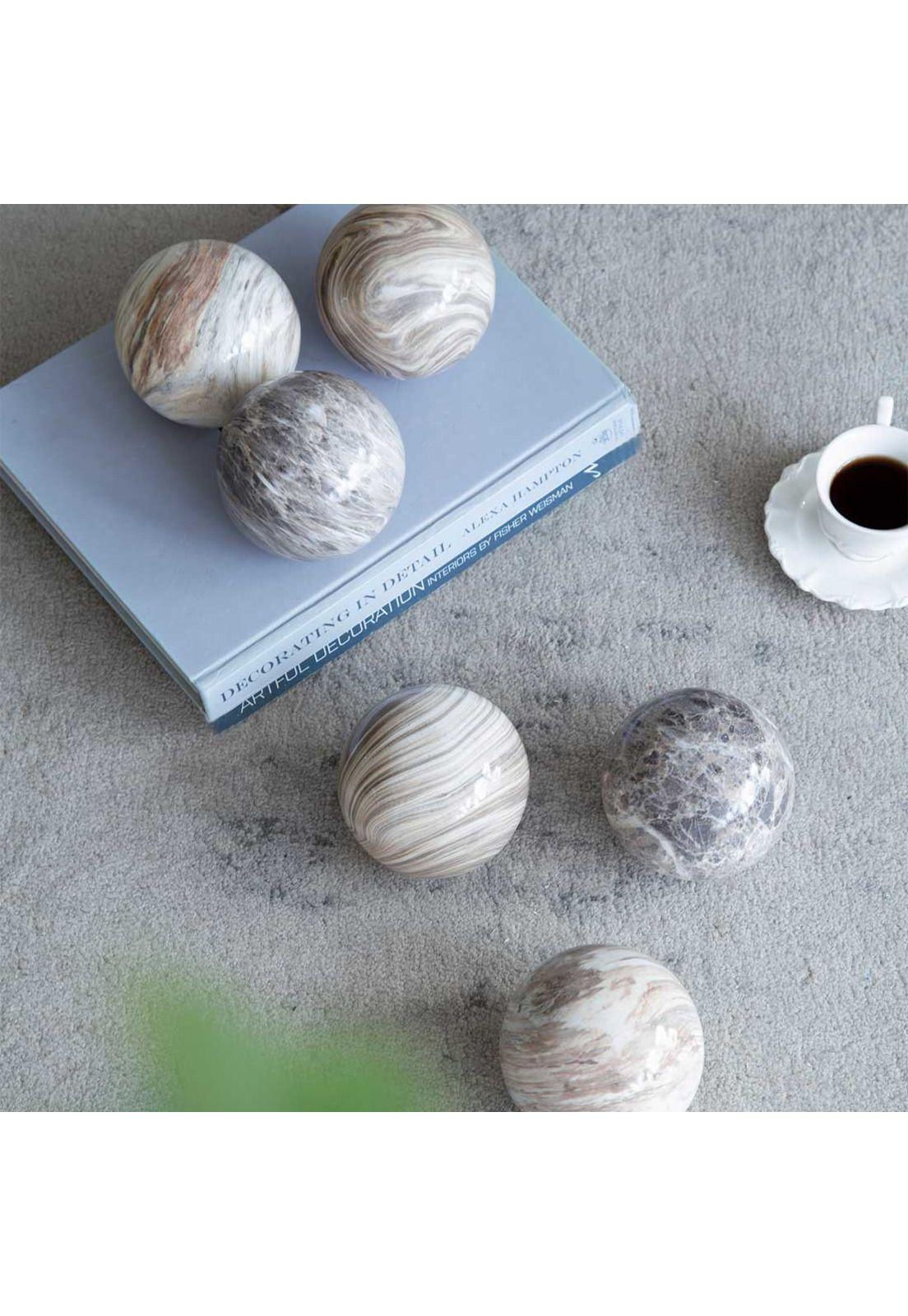 Set de 6 bolas decorativas de cerámica café claro-3