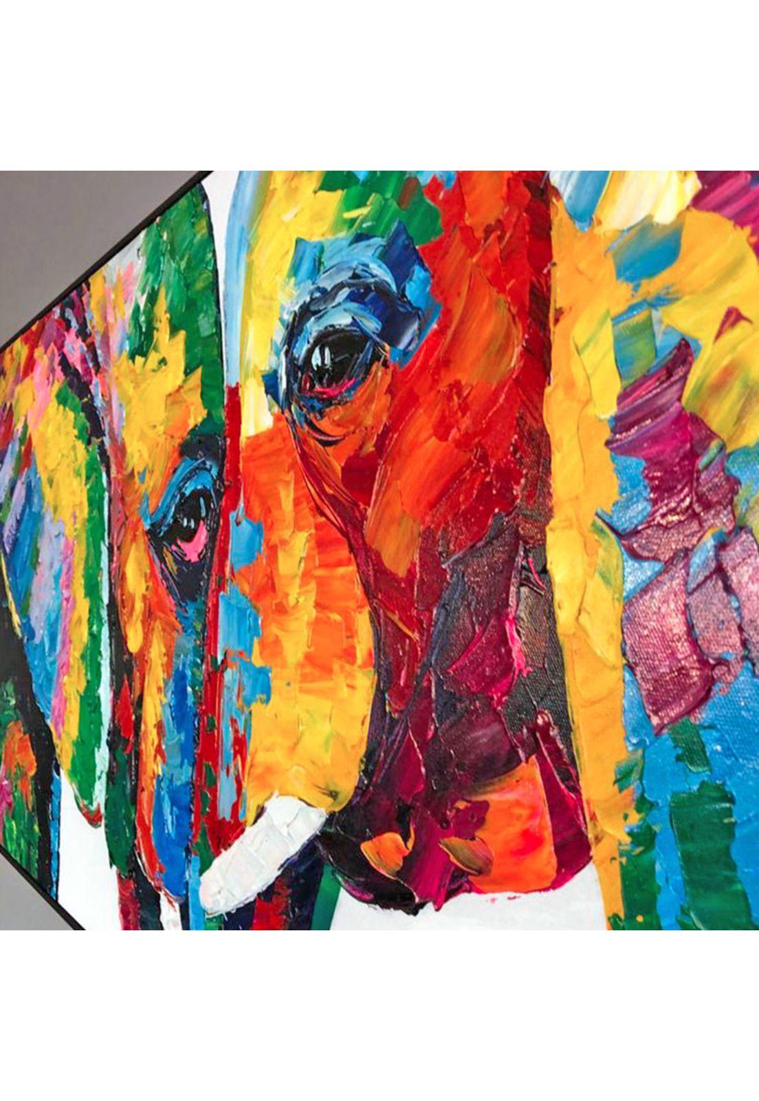 Cuadro Decorativo Elefantes Pop 120x60cm Óleo a mano-3