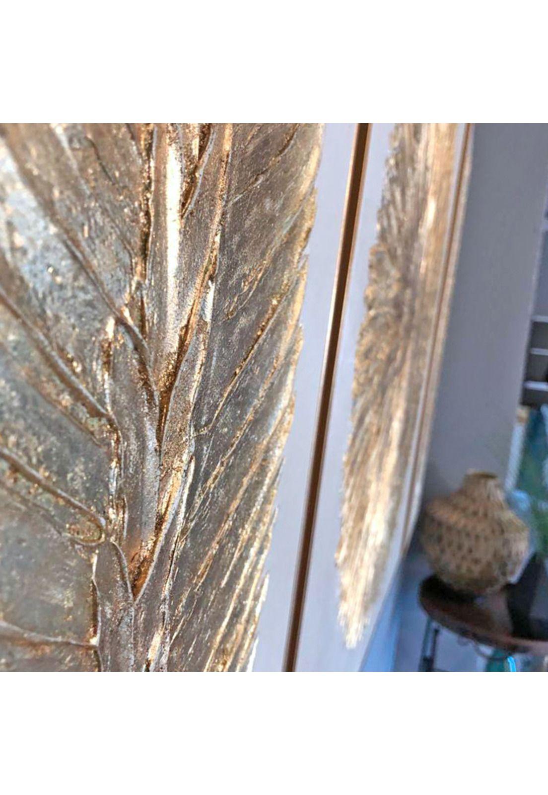 Set 3 Cuadros pintados a mano Hojas de Oro-4