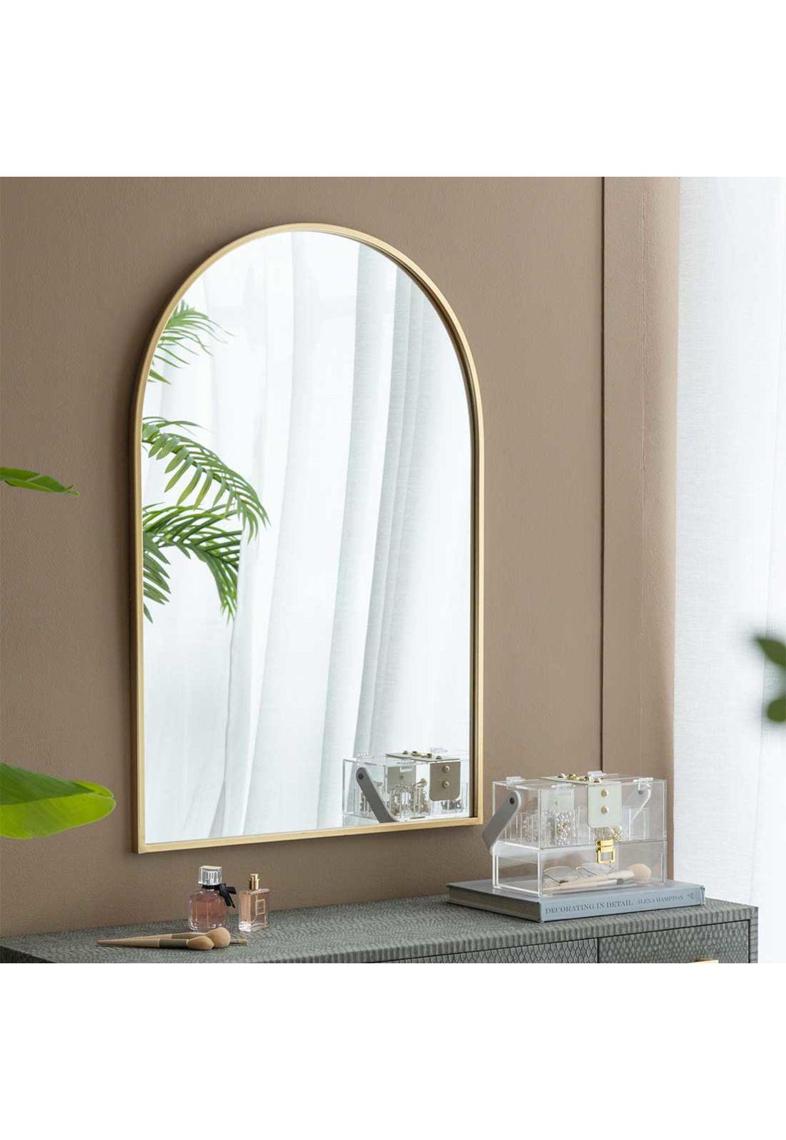 Espejo decorativo de pared arco dorado-1