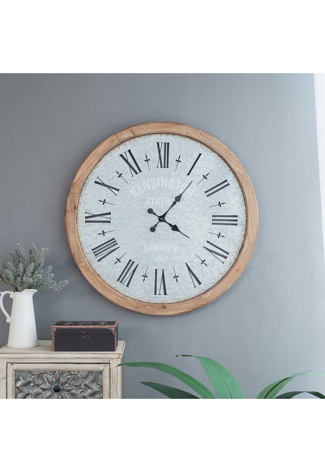 Reloj de pared decorativo de madera y metal rústico-1