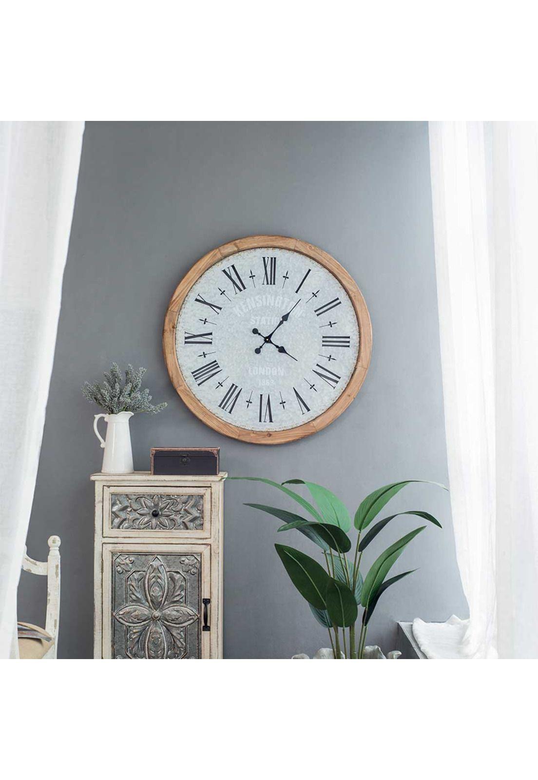 Reloj de pared decorativo de madera y metal rústico-5