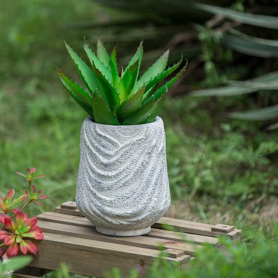 Macetero decorativo de terracota gris claro-5