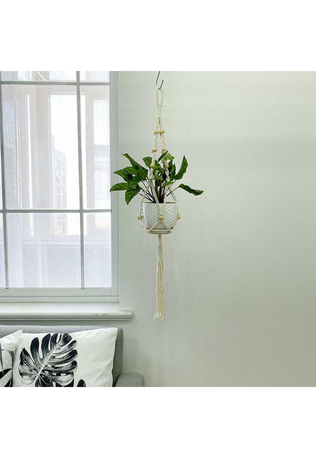 Colgador de Plantas Macramé Simple Blanco (C)-1