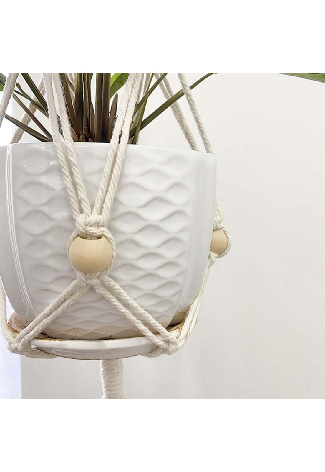 Colgador de Plantas Macramé Simple Blanco (C)-3