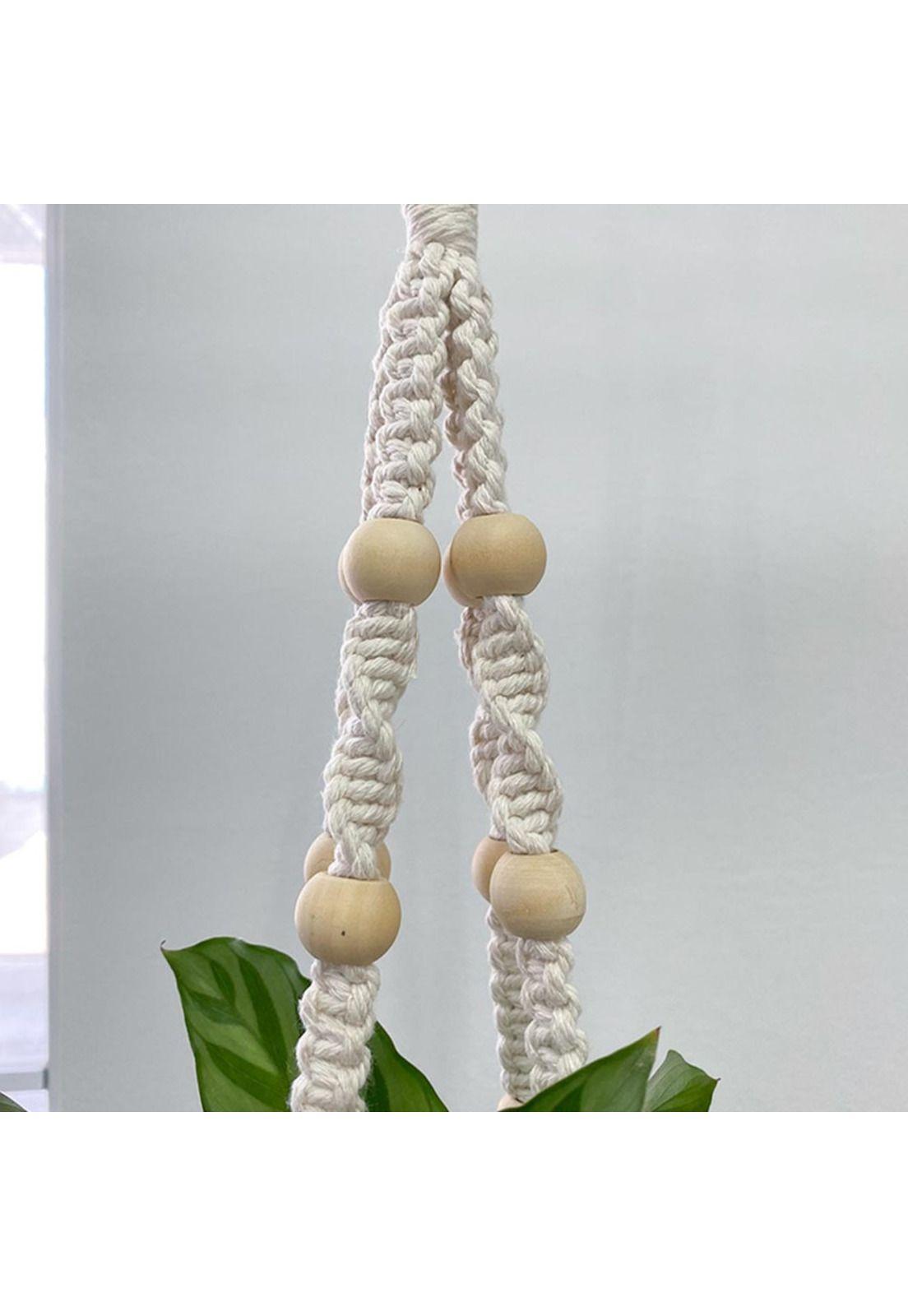 Colgador de Plantas Macramé Simple Blanco (C)-4