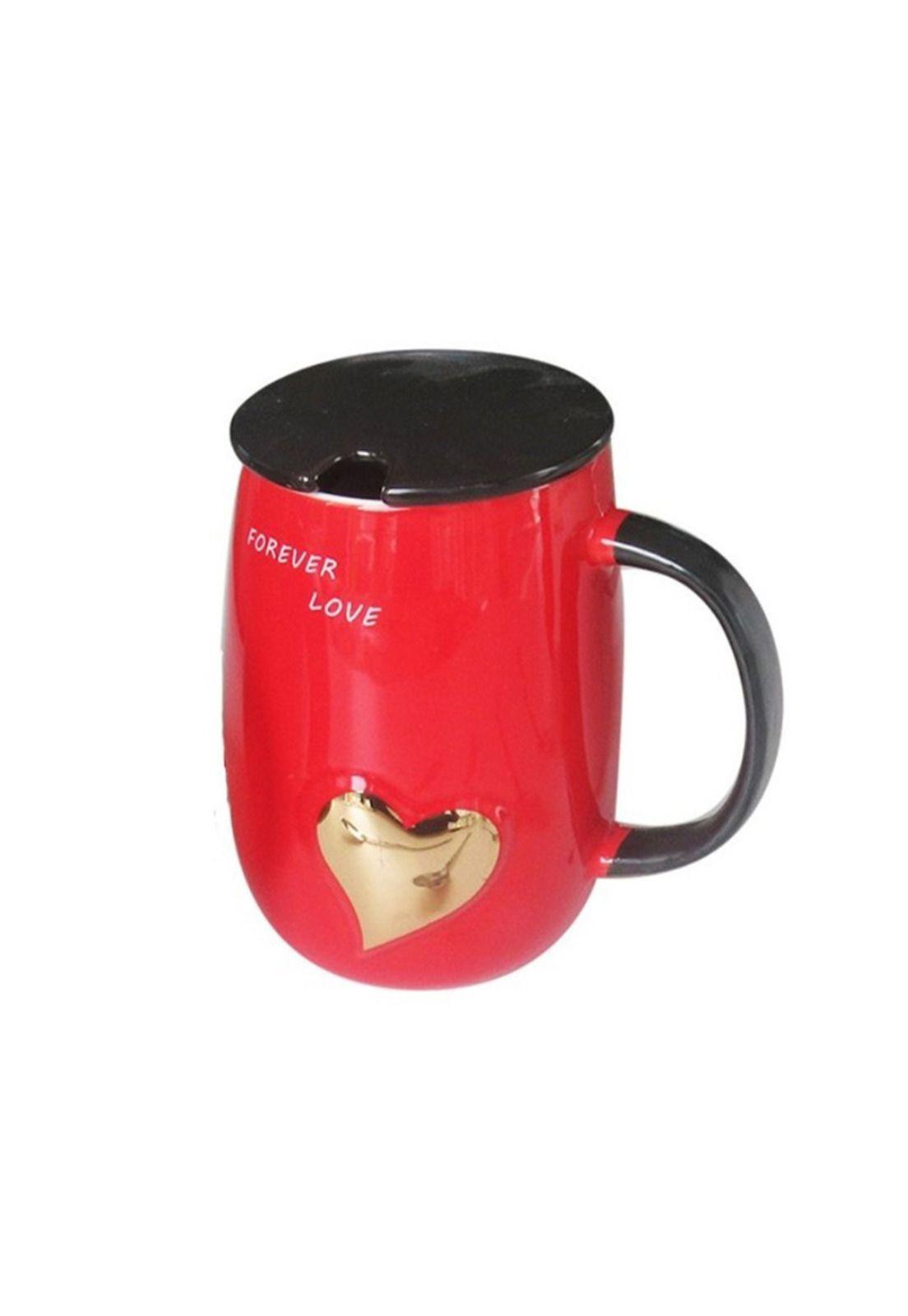 Taza Roja corazón Dorado-0