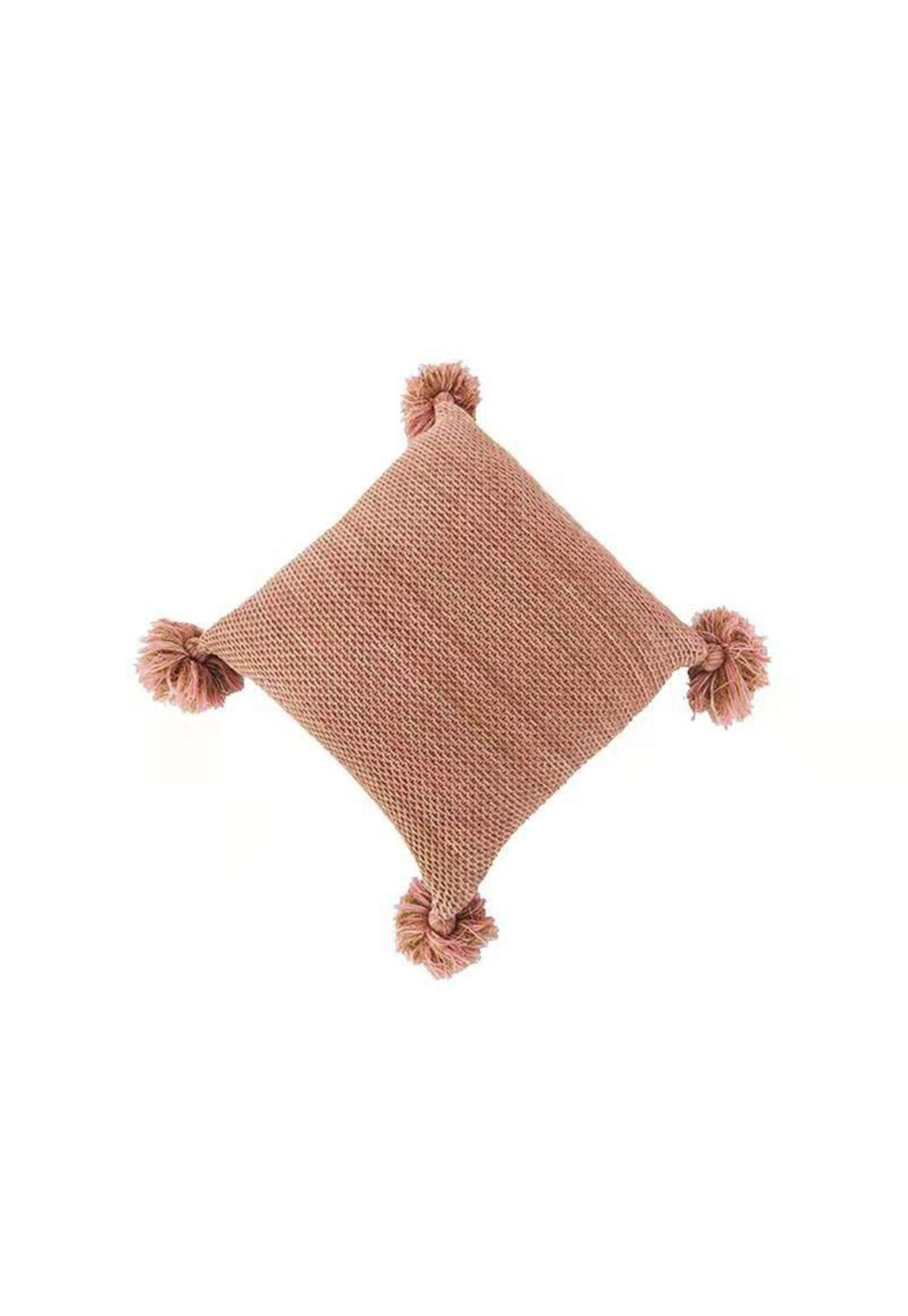 Cojín Pompones Rosado 45x45 -0