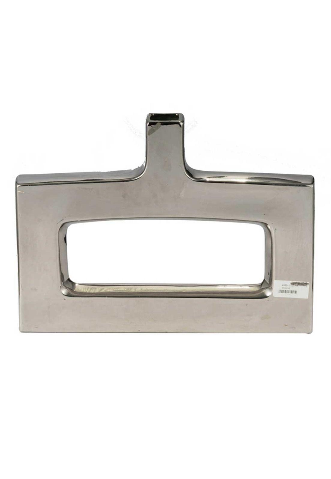 Jarrón decorativo de gres plateado con orificio-4