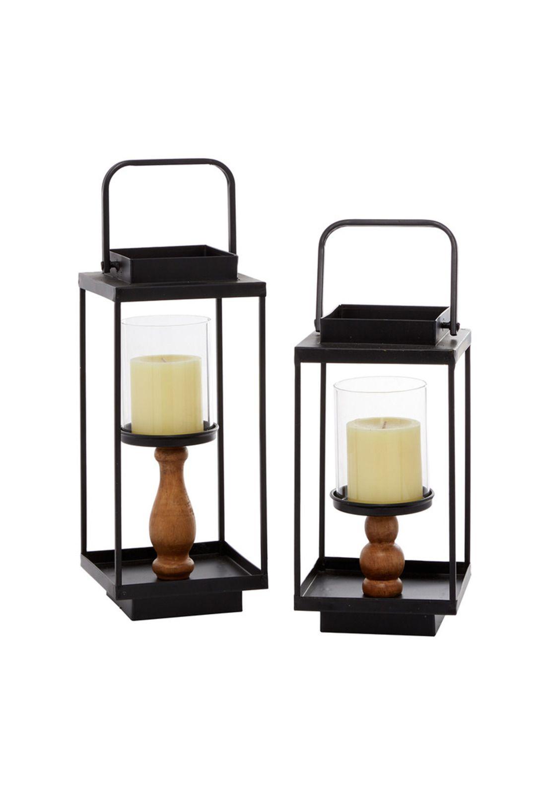 Set Candelabros Wood Holder-0