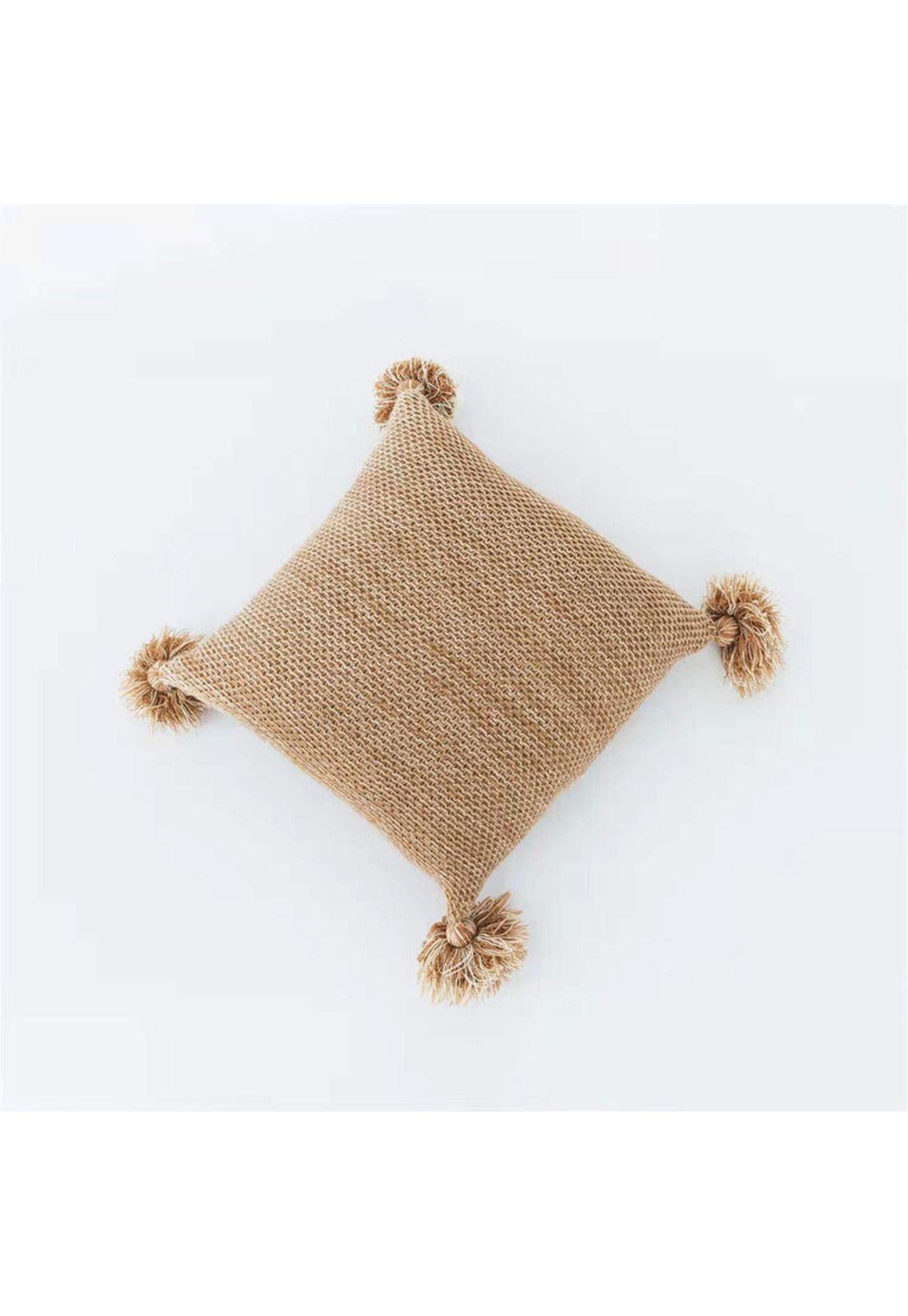 Cojín Pompones Café 45x45 -0