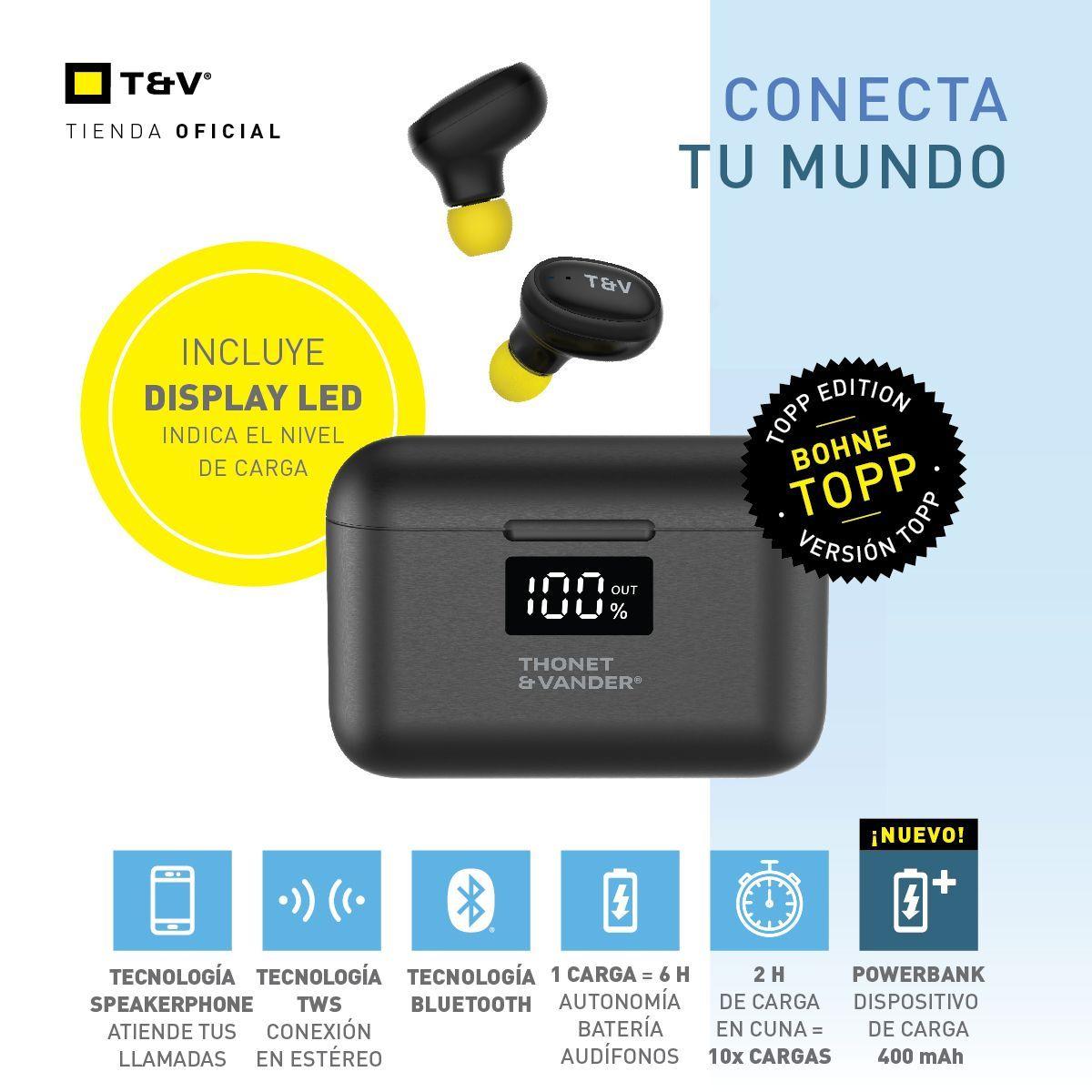 Audifonos In ear Bohne Topp Inalambricos Tactil Wireless Ergonomico-1