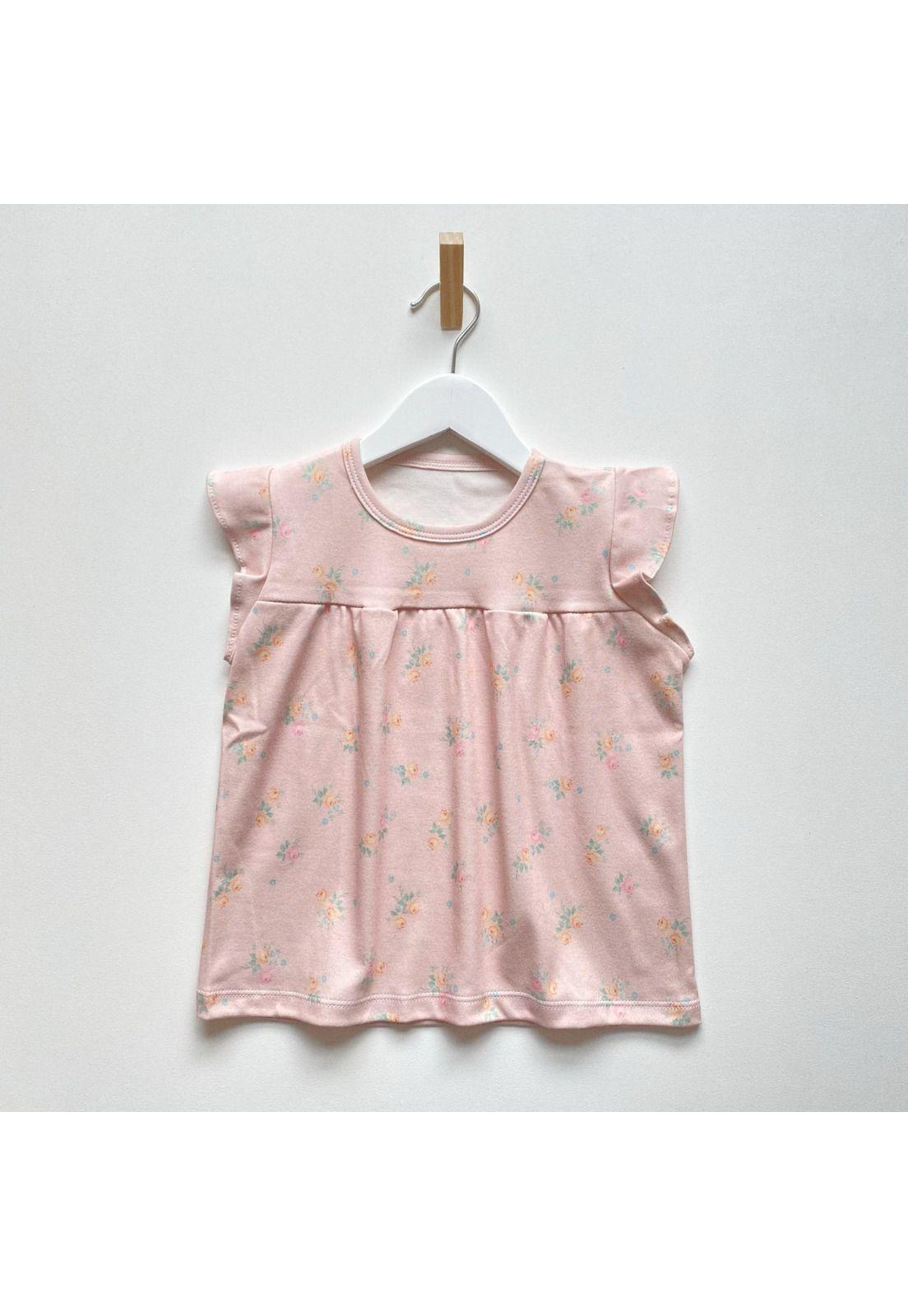 Pijama Eyy niña 2 piezas remera y short modelo flores-1