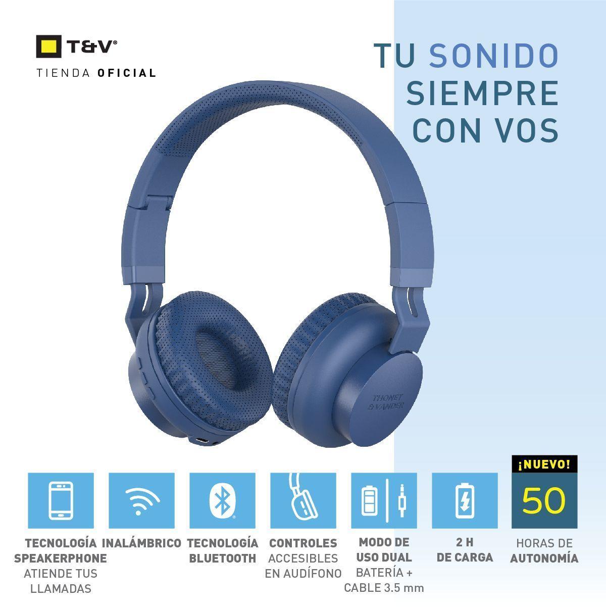 Audifonos over ear Dauer 2gen 50h batería bluetooth Azul marino-1
