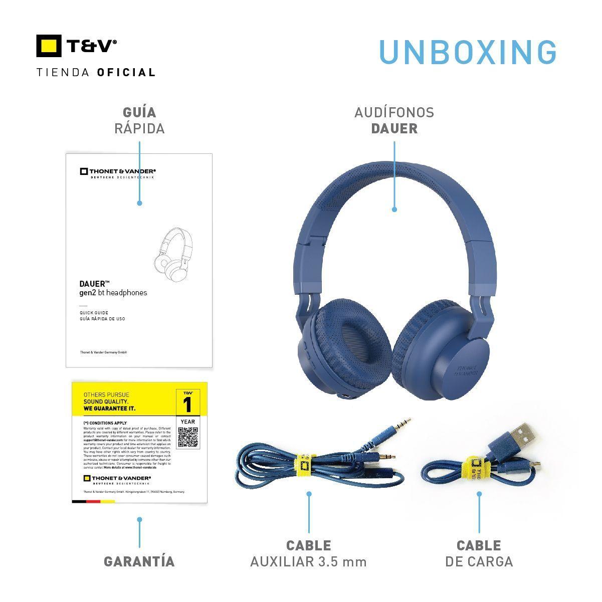 Audifonos over ear Dauer 2gen 50h batería bluetooth Azul marino-4