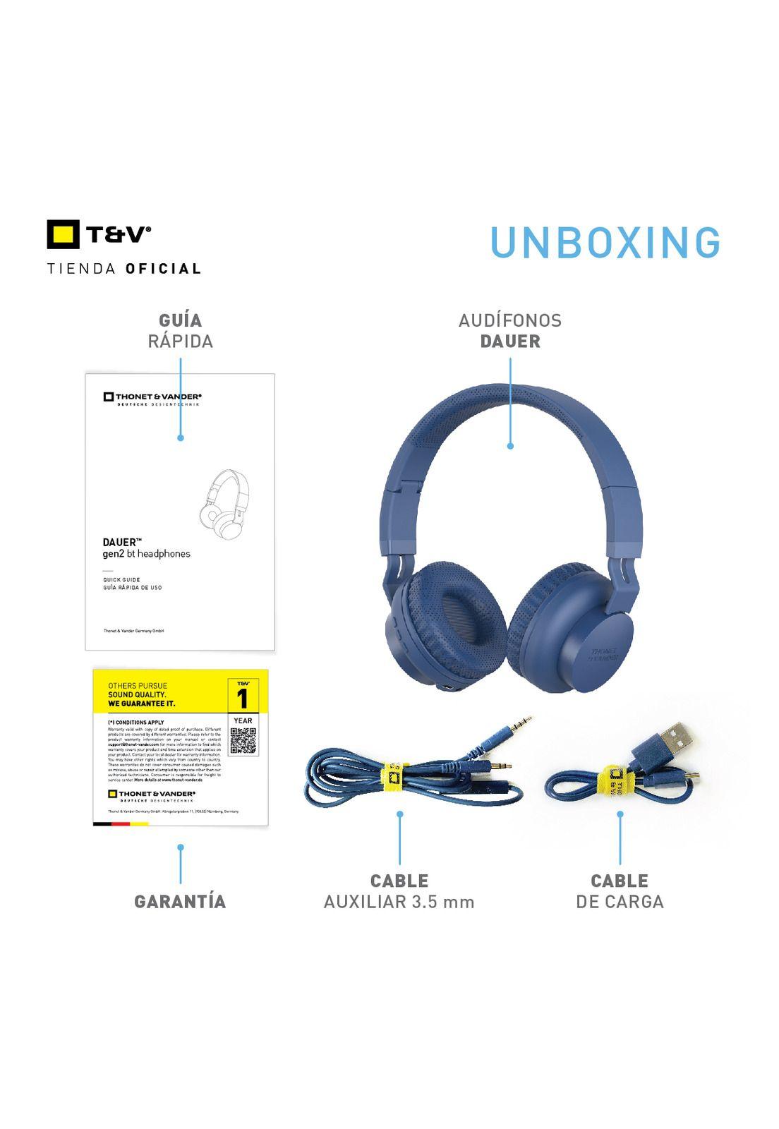 Audifonos over ear Dauer 2gen 50h batería bluetooth Azul marino-4