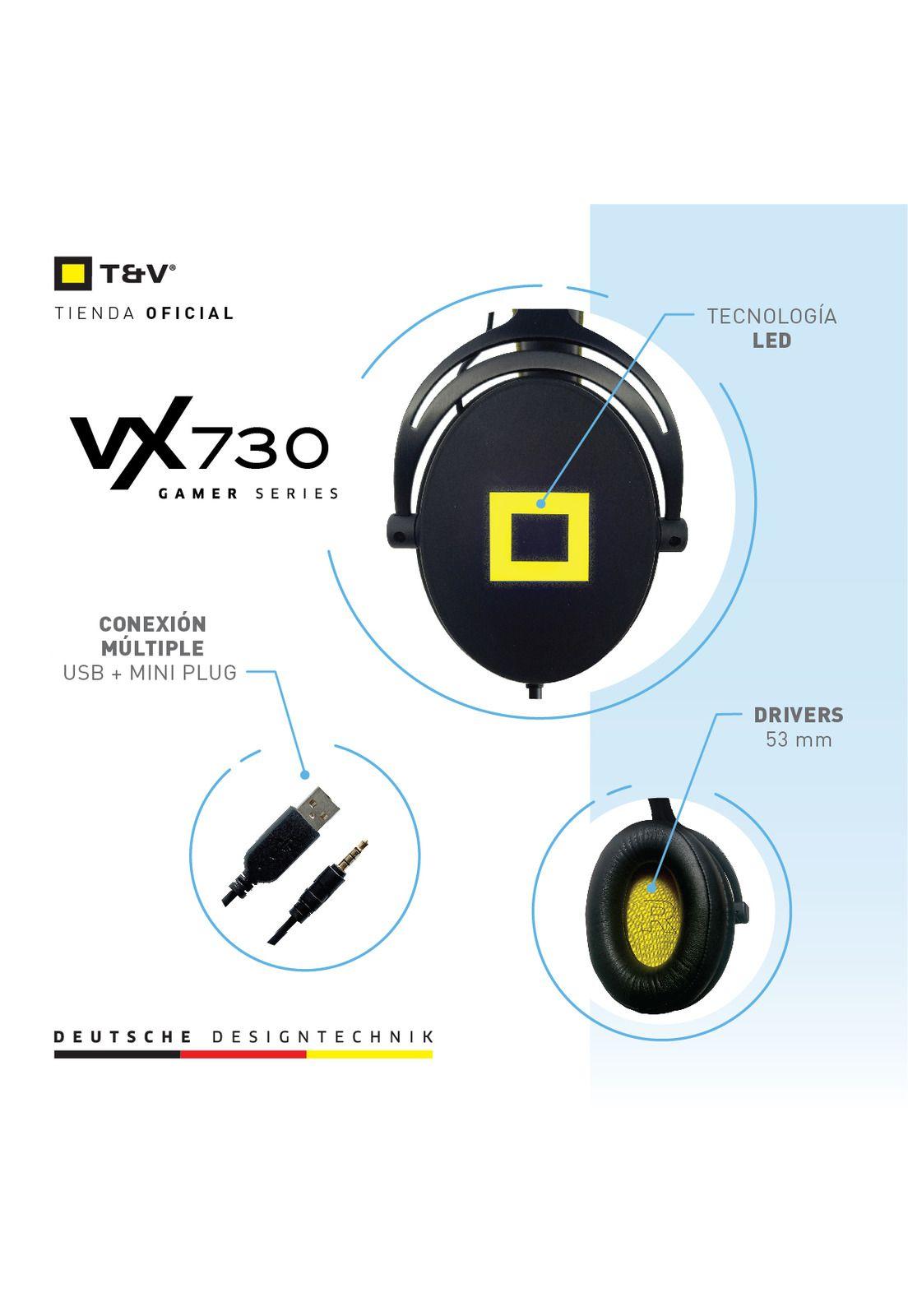 Audifonos VX730 Gamer Ergonomico Cuero Vegano Control Vol Ps4 Led-2