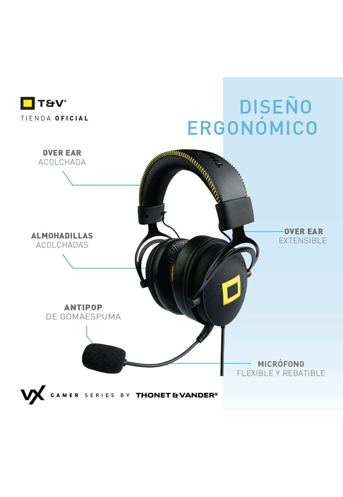 Audifonos VX730 Gamer Ergonomico Cuero Vegano Control Vol Ps4 Led-3
