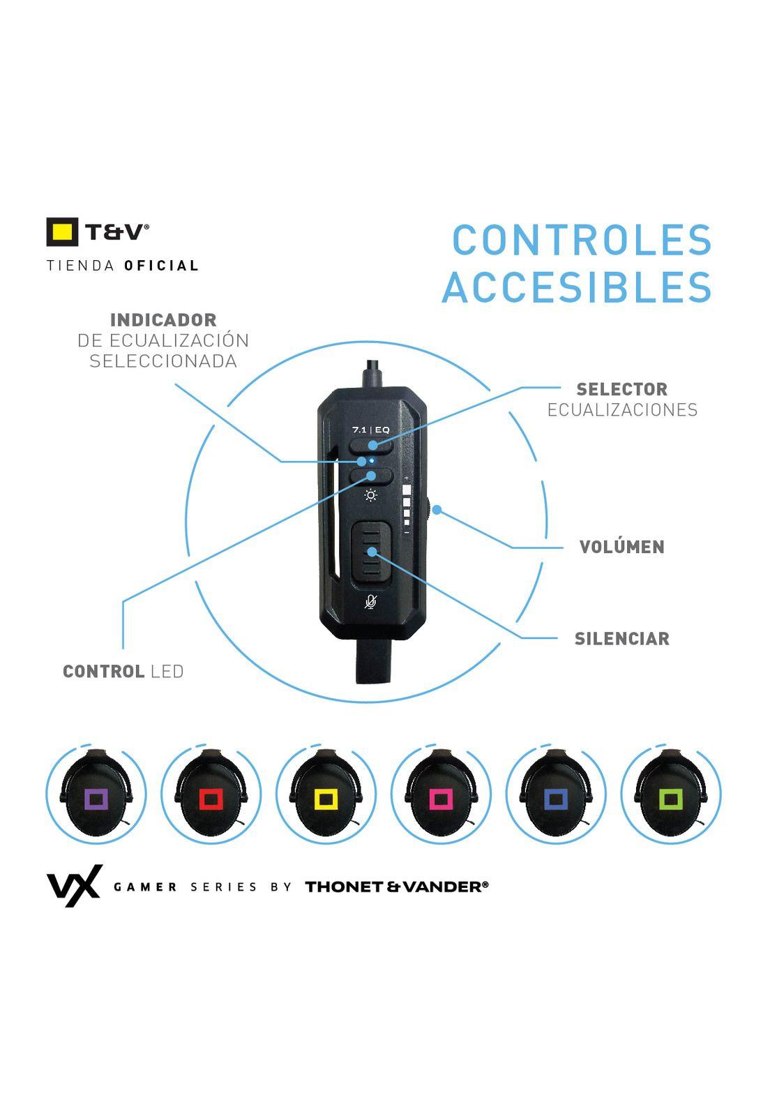 Audifonos VX730 Gamer Ergonomico Cuero Vegano Control Vol Ps4 Led-4