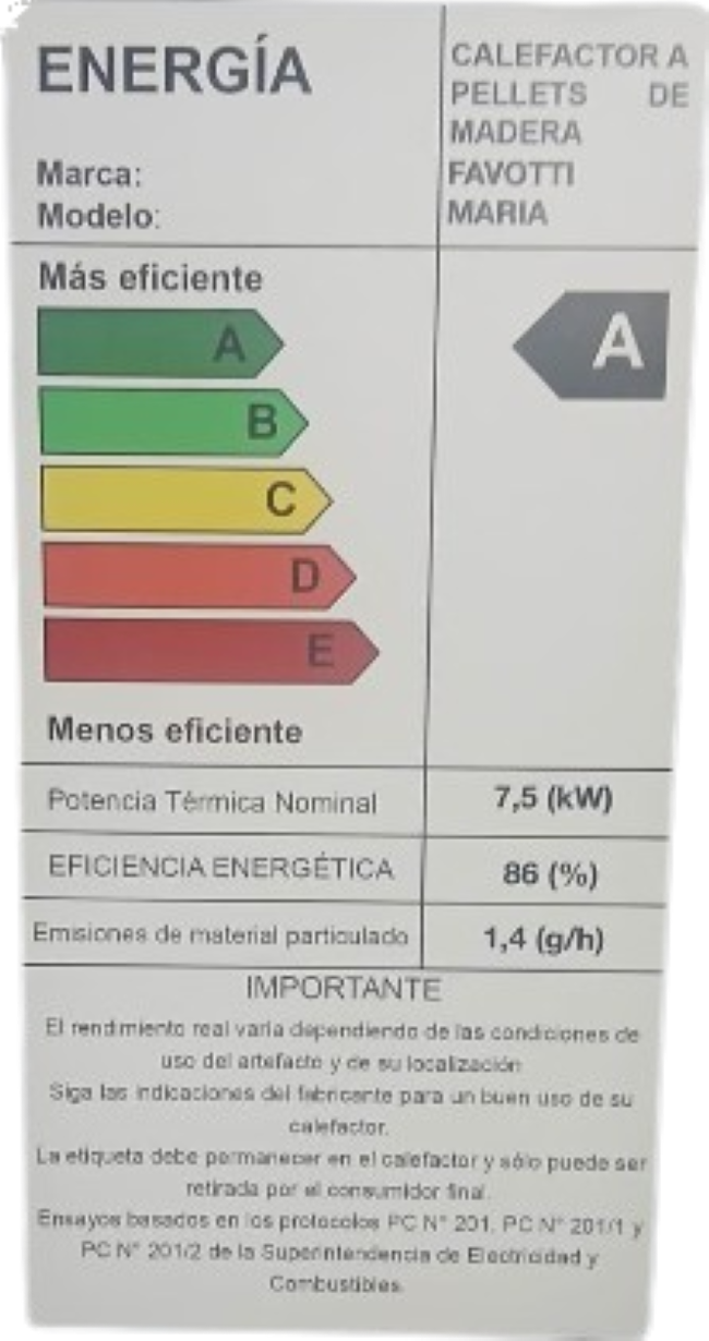 Estufa a Pellet Favotti 7 5kw Italiana 120m2 color Negro-2