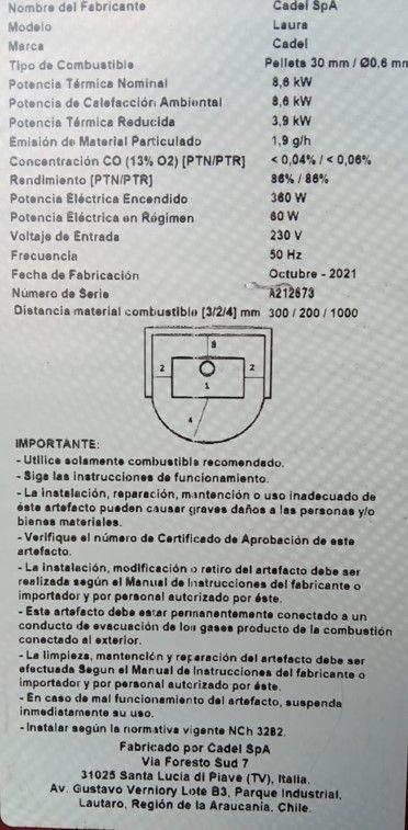 ESTUFA PELLET CADEL MODELO LAURA 130M2-4