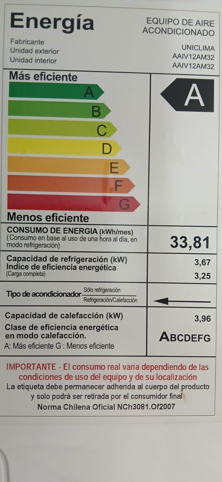 AIRE ACONDICIONADO 12.000BTU INVERTER  CON WIFI, UNICLIMA R32 (ECOLOGICO)-3