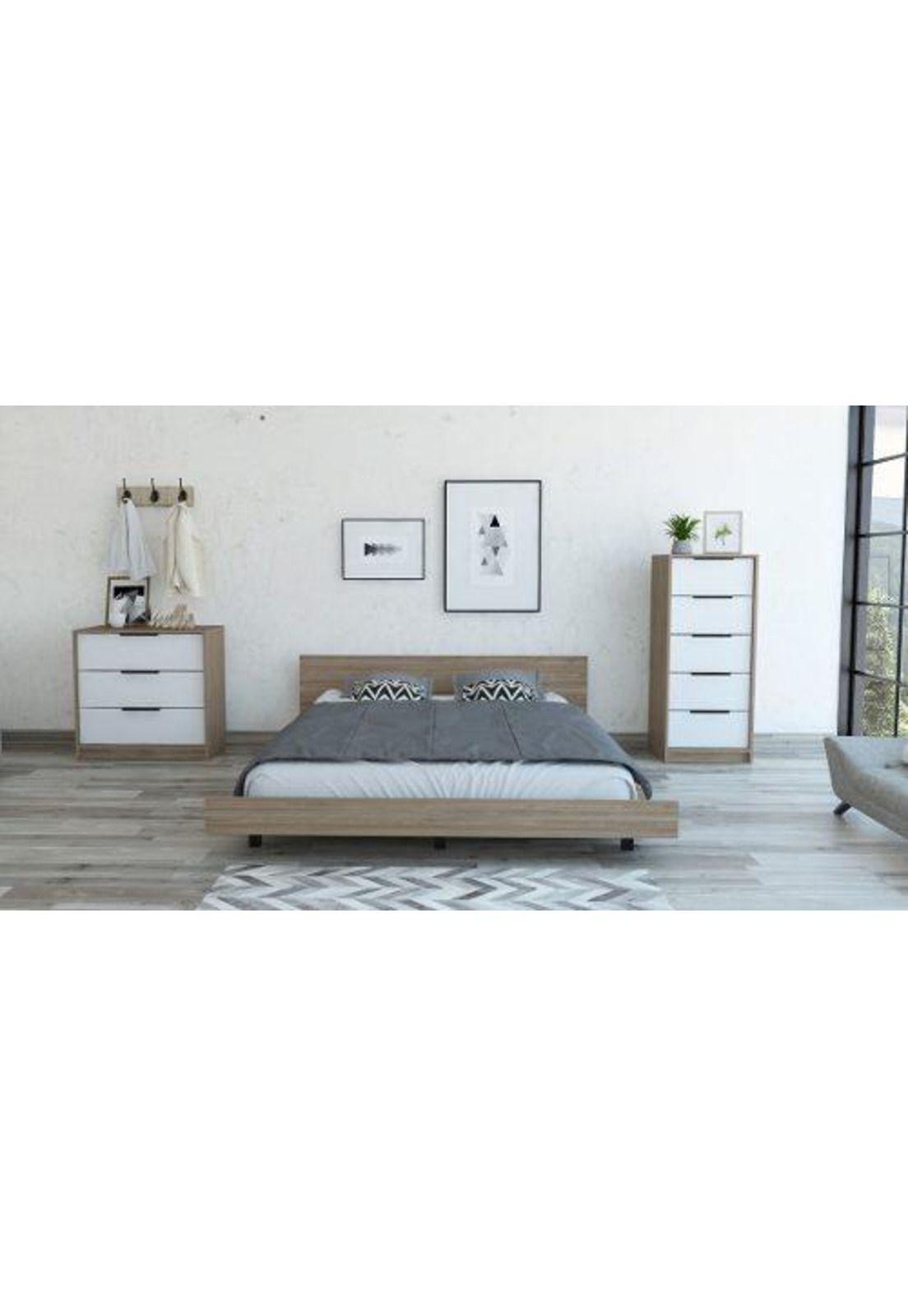 Set De Muebles Cama + Velador + Comoda  Cd-kai6 Miel - Tuhome-3