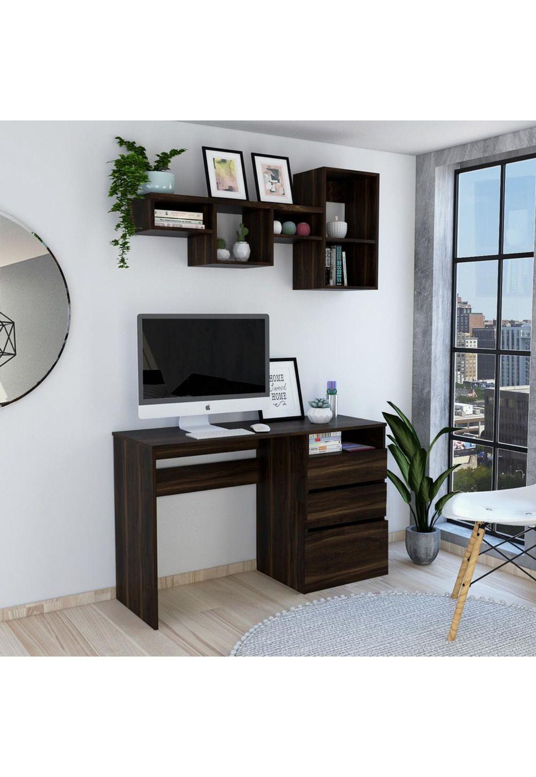 COMBO OFFICE 28 ESCRITORIO + REPISA - HABANO-0