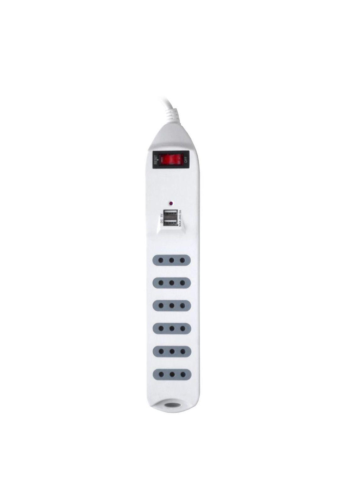 Alargador Zapatilla Con Switch 6 Posiciones 2 Usb ME-3706 Macrotel-0