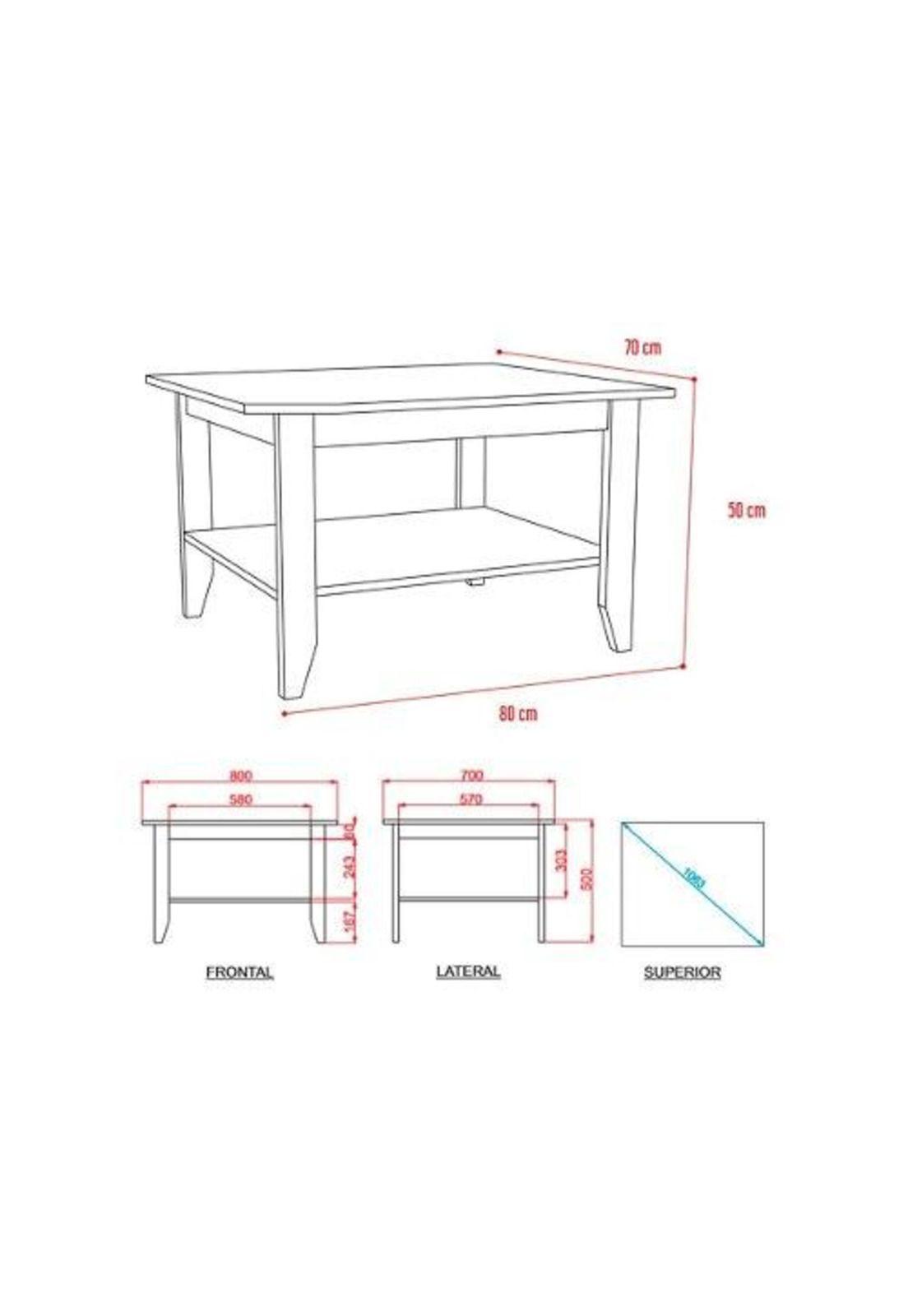 Mesa Centro 45 X 80 X 70 Cm Negro Tuhome--2