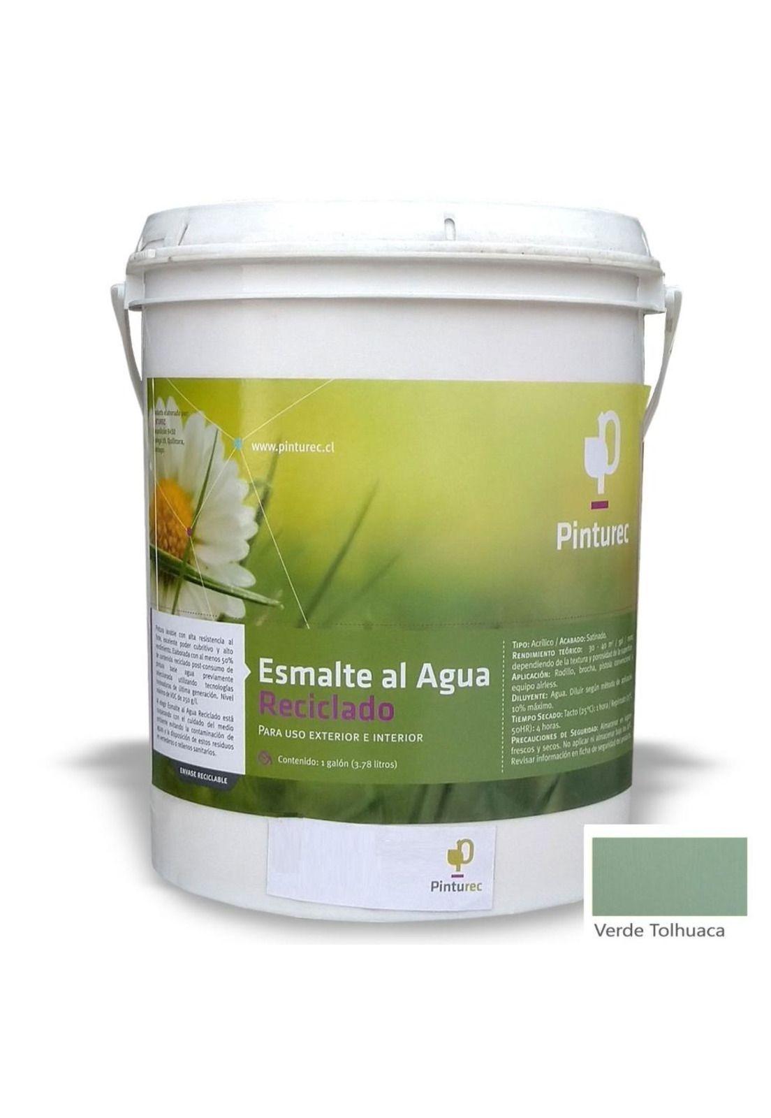 ESMALTE AL AGUA RECICLADO PINTUREC SATINADO VERDE TOLHUACA 1G-0