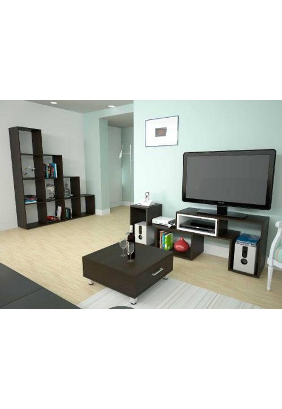 Set Rack + biblioteca + Mesa  C10-bei/w Tuhome-0