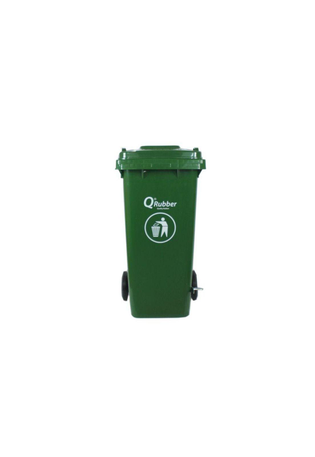 CONTENEDOR BASURA 120 LTS.CON PEDAL VERDE QRUBBER-0