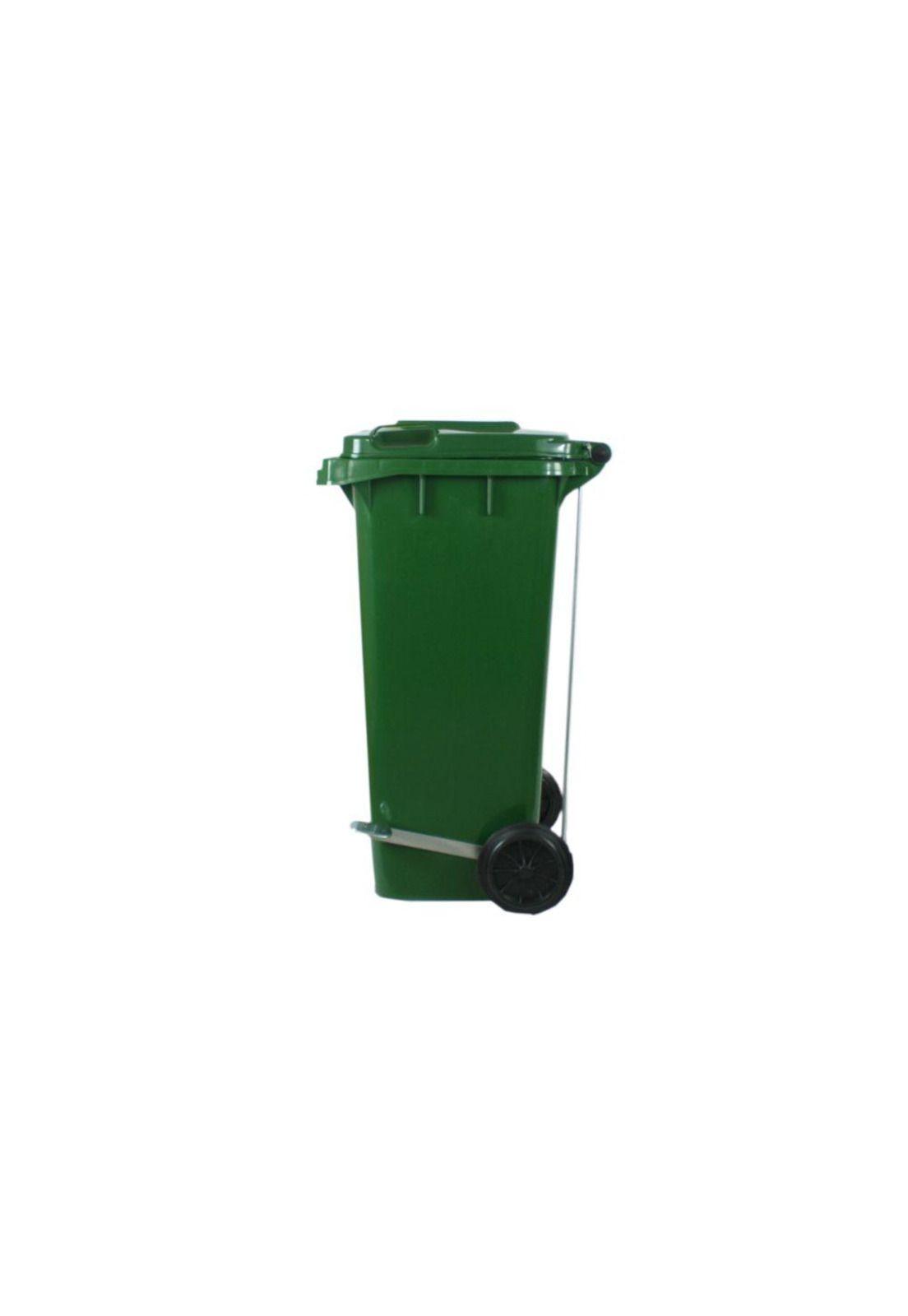 CONTENEDOR BASURA 120 LTS.CON PEDAL VERDE QRUBBER-1