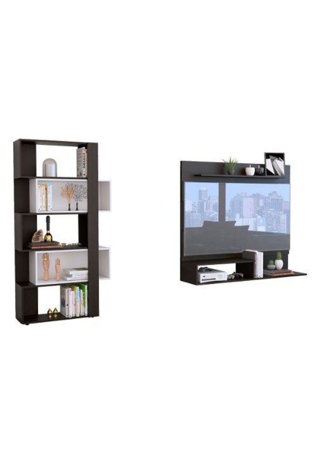 Panel Tv60 + Biblioteca Cubo - Wengue - Tuhome-2