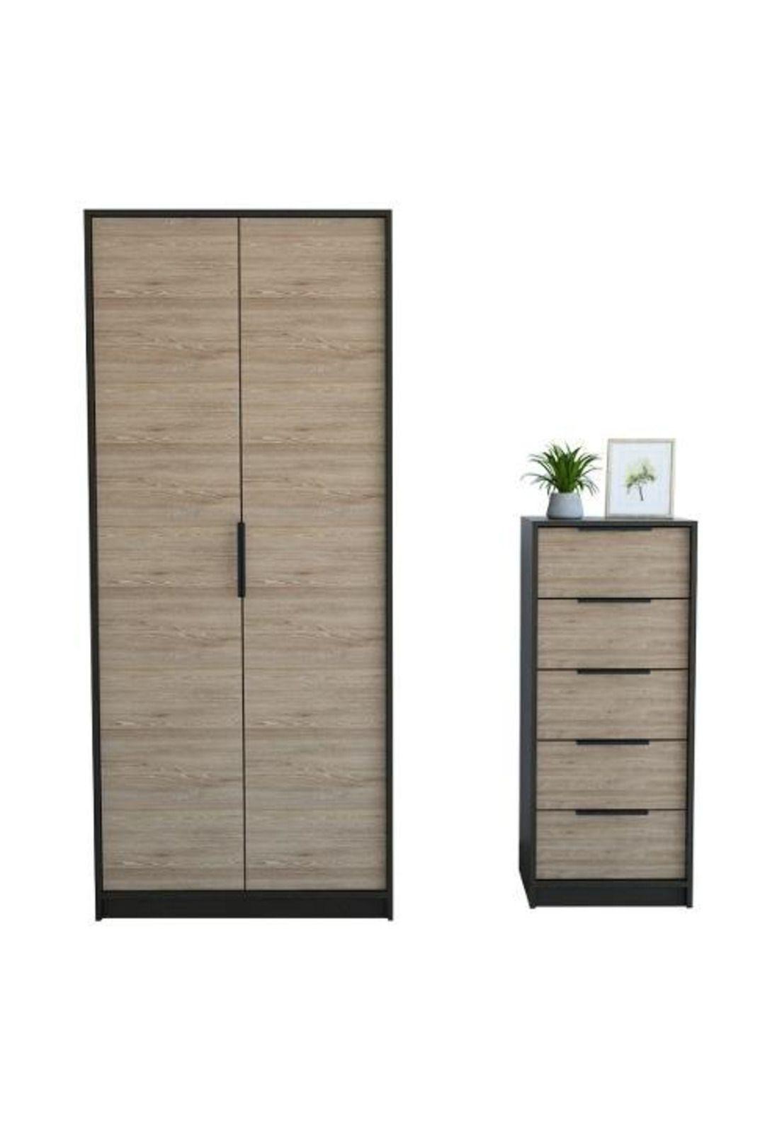Closet 2 P + Comoda 5 Cajones. Miel. Tuhome-0