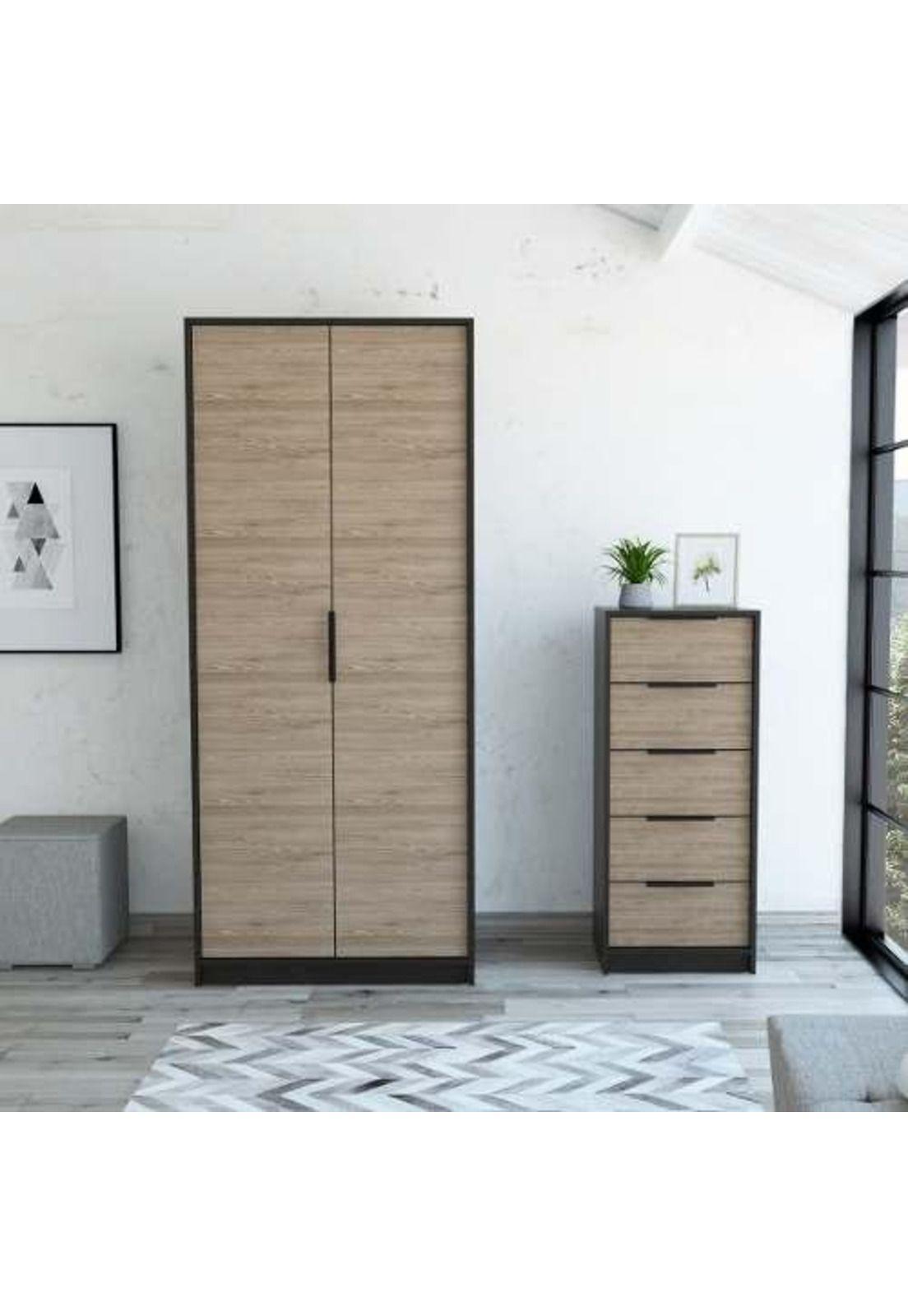 Closet 2 P + Comoda 5 Cajones. Miel. Tuhome-3